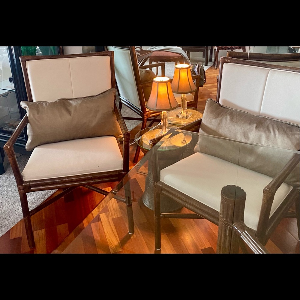 New rectangular pillows & matching small crystal lamp.